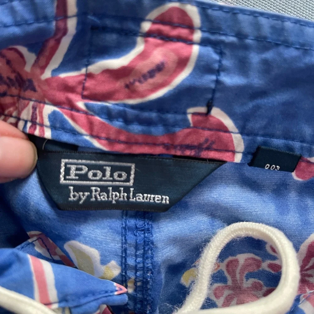 Polo Ralph Lauren Traveler Swim Trunks Tropical Palm Floral Blue Size 36
